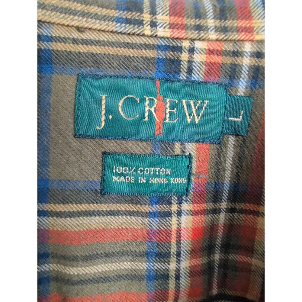 Vintage J.Crew Oarsman brown plaid long sleeve button up shirt L Preppy Cabin